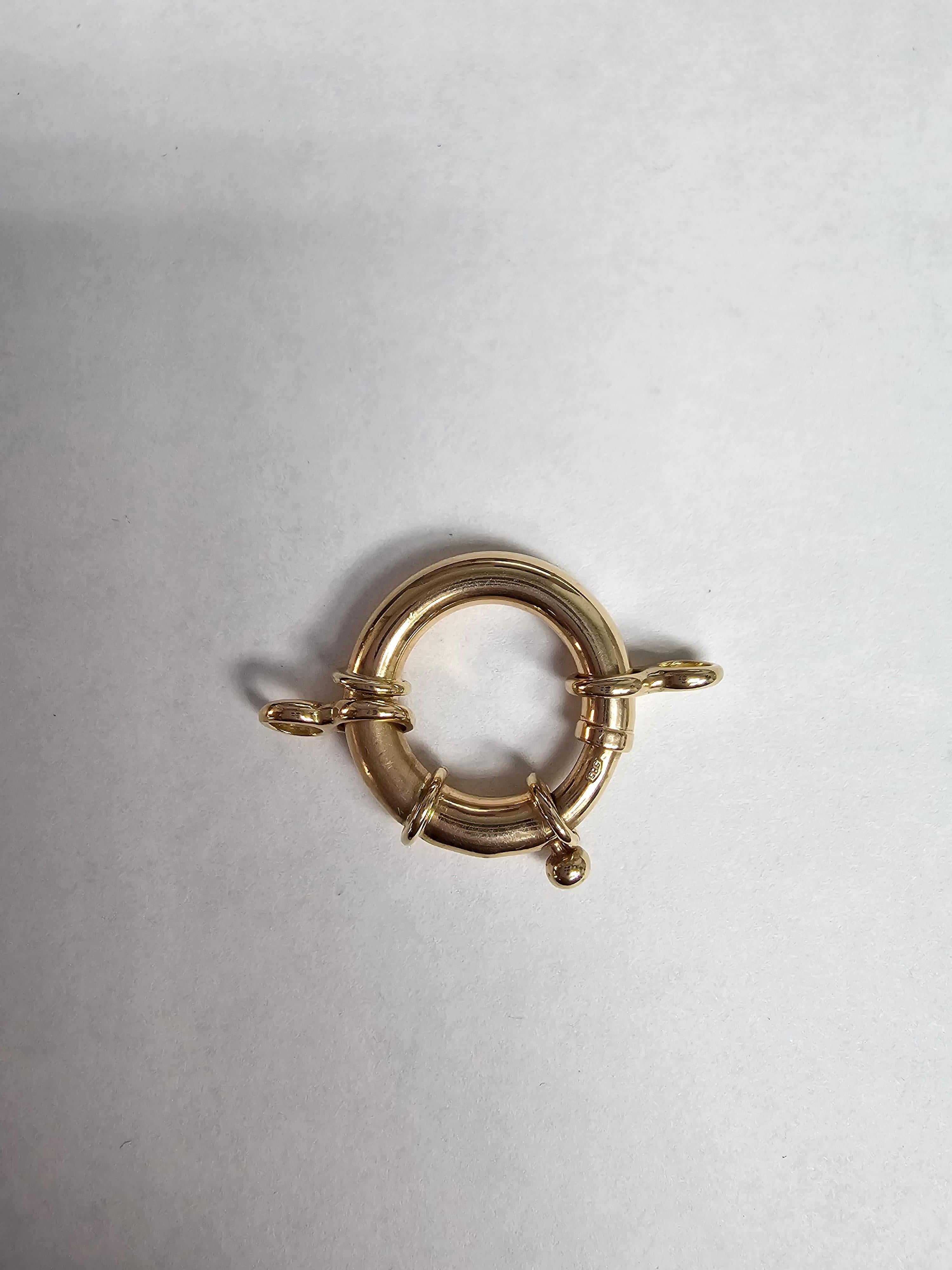 ♥ Product Summary ♥

Details: Gold Spring Ring Clasp
Metal: 14K Yellow Gold
Weight: 5.0 grams
Closure: Spring mechanism
Dimensions: 22MM x 6MM

Clasp is solid 14k gold, not filled or plated