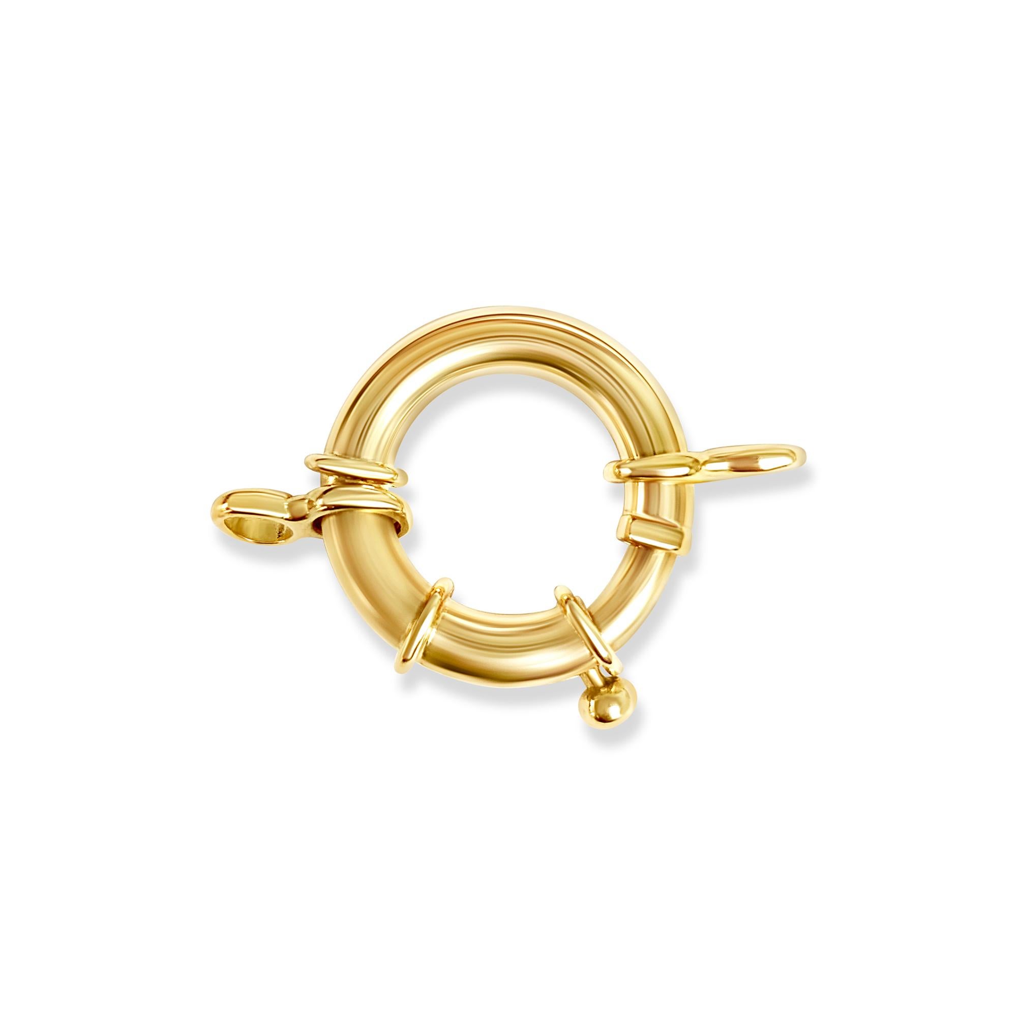 Women's or Men's Large Spring Ring Clasp 14k Yellow Gold For Sale