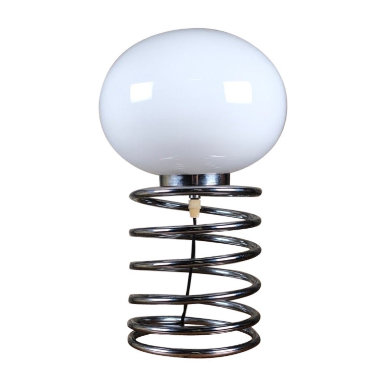 Large spring table lamp, Galeries Lafayette, France, 1970s For Sale