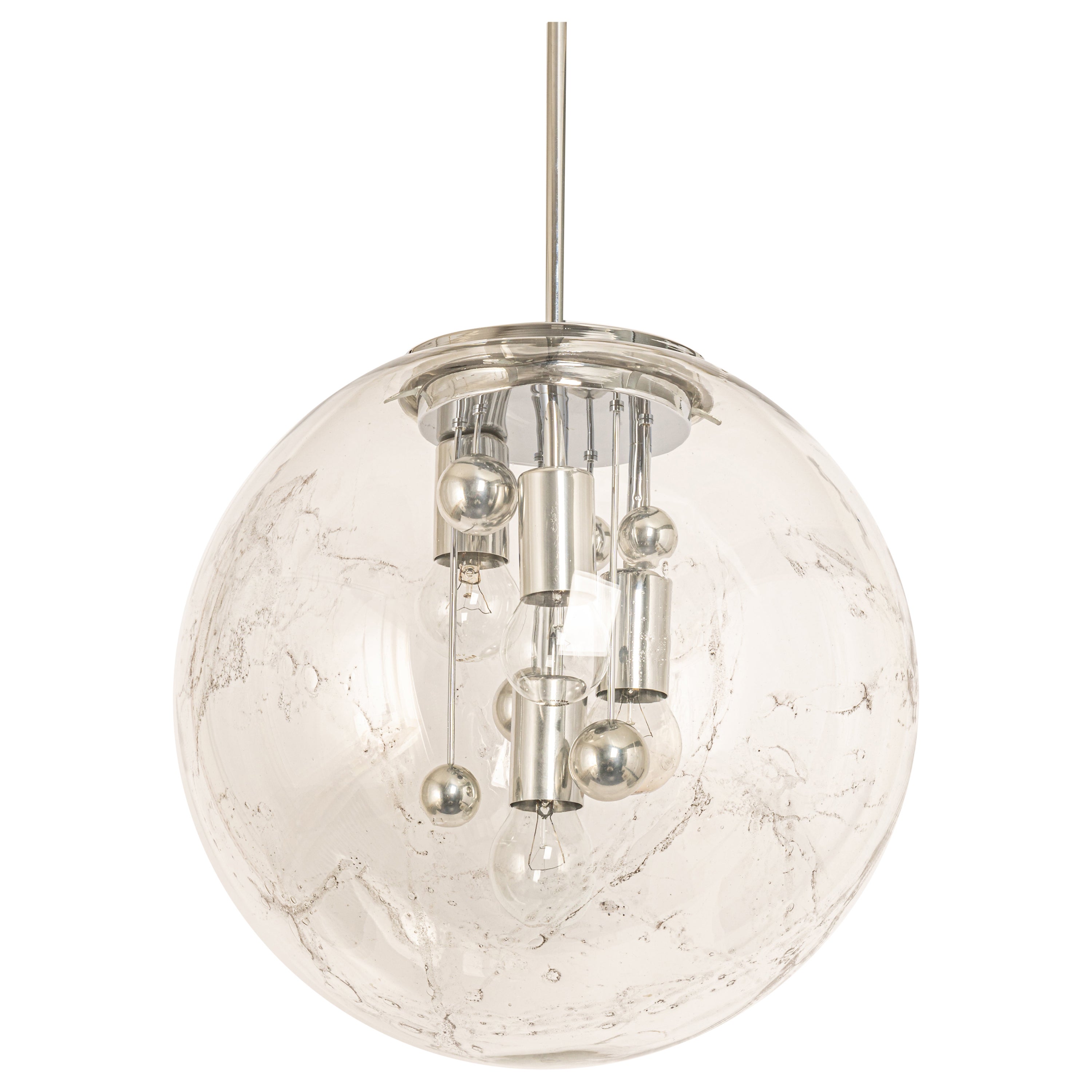 Grand lustre à suspension Sputnik à grande boule par Doria, Allemagne, 1970
