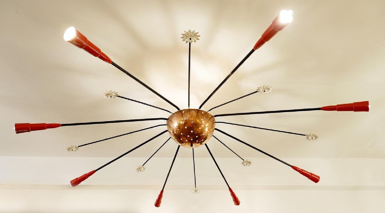 Mid-Century Modern Large Sputnik Ceiling Lamp, 3 Available 1