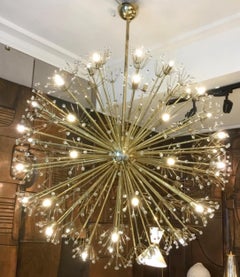 Large “Sputnik” chandelier in brass and glass Murano, Italy, circa 1980