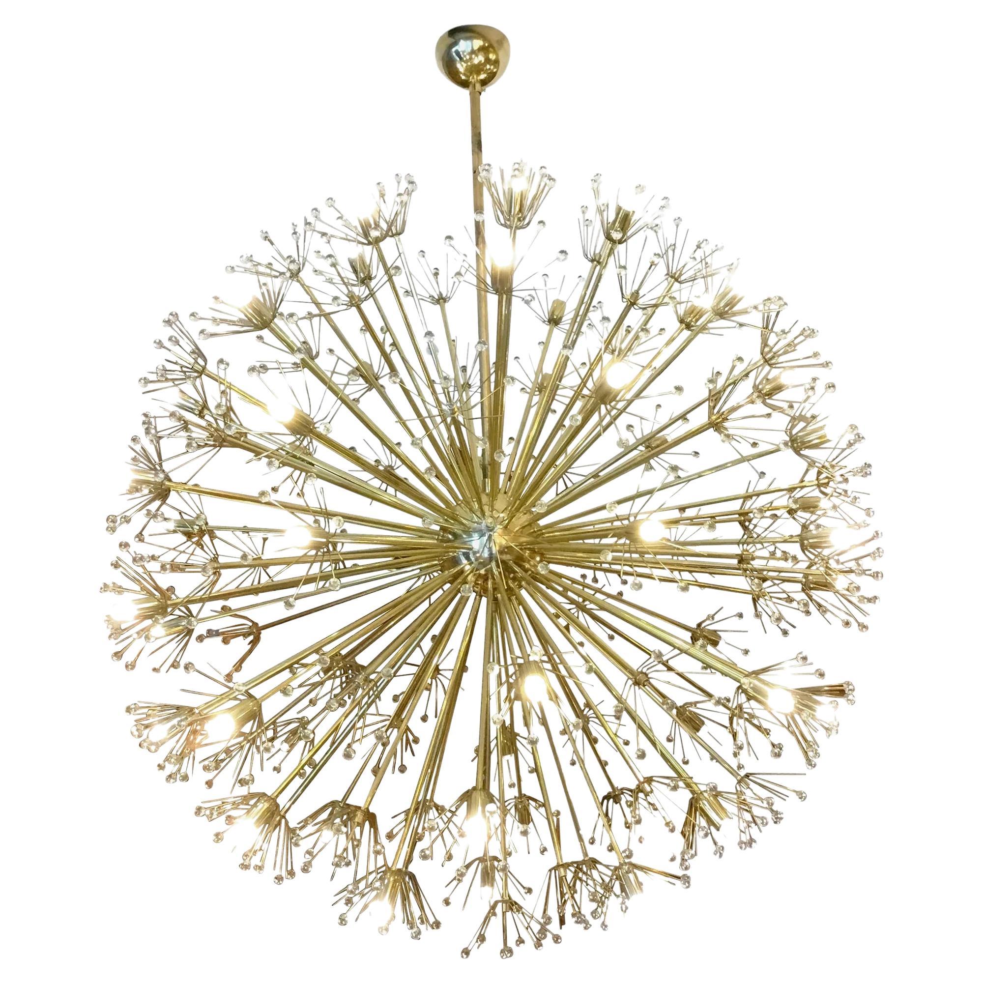 Large “Sputnik” chandelier in brass and glass Murano, Italy, circa 1980