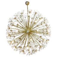Vintage Large “Sputnik” chandelier in brass and glass Murano, Italy, circa 1980