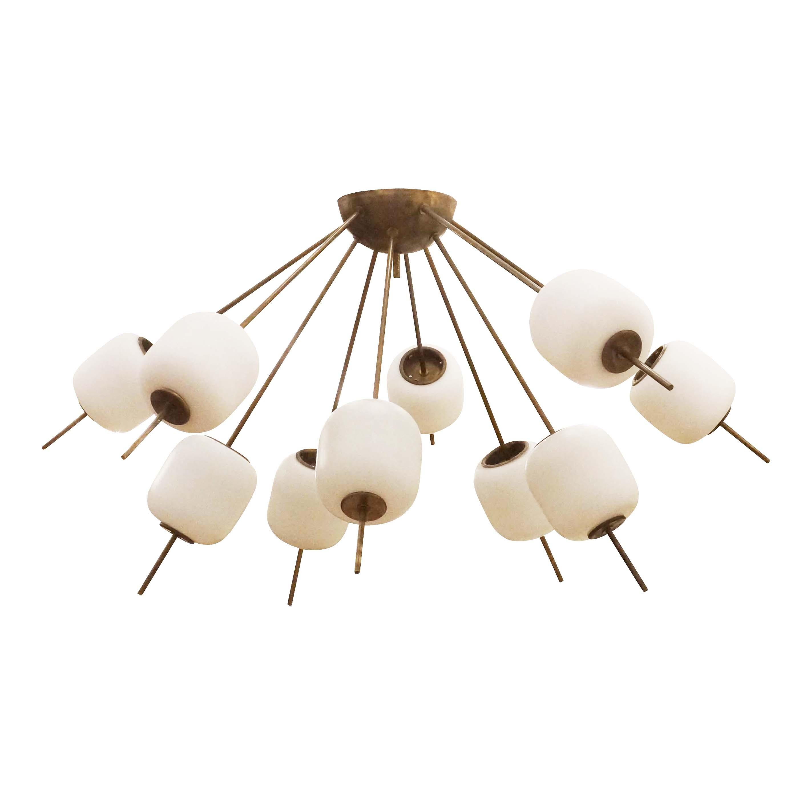 Italian Large Sputnik Chandelier in the Manner of Angelo Lelli For Sale