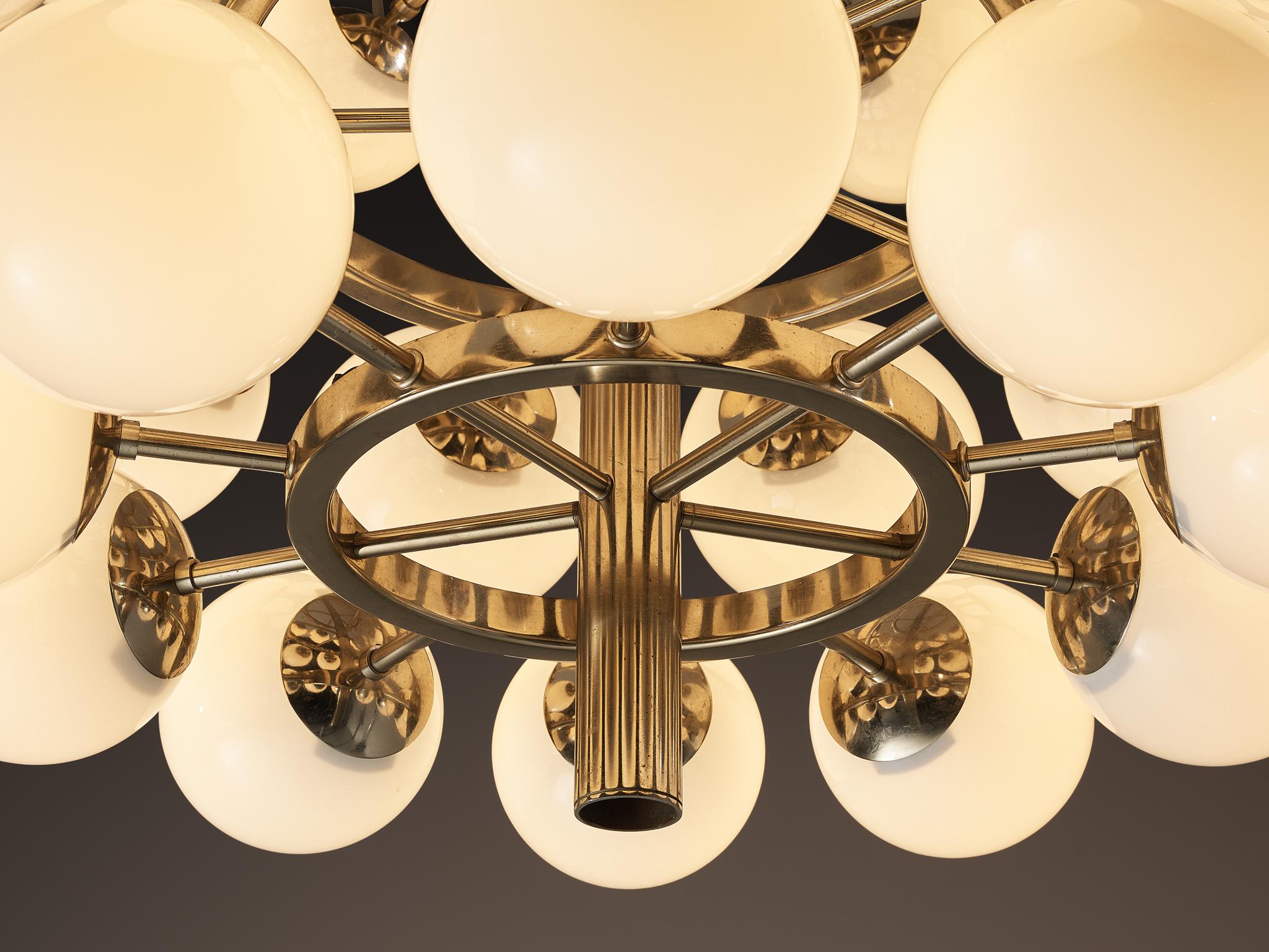 European Large Sputnik Chandelier with Thirty White Glass Globes 125cm/49.21in. For Sale