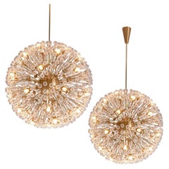 Large 'Sputnik' Chandeliers in Brass and Glass 47in./120cm