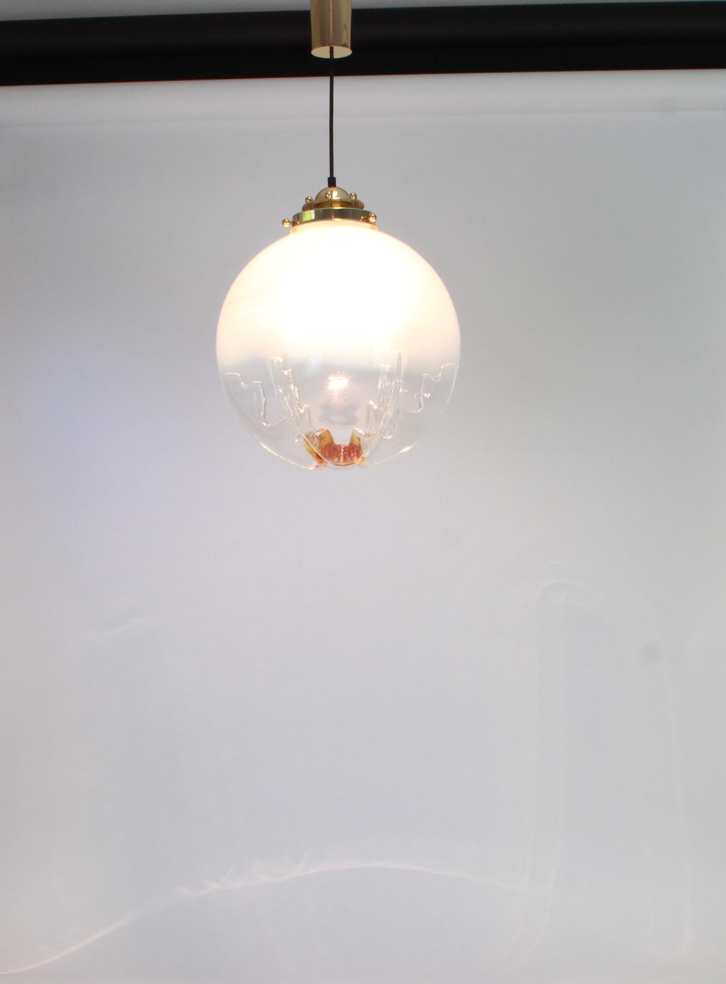 1 of 2 Large Sputnik Murano Big Ball Pendant Light, Italy, 1970s In Good Condition In Aachen, NRW