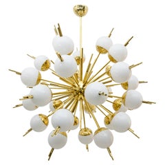 Large Sputnik Murano Glass and Brass Chandelier