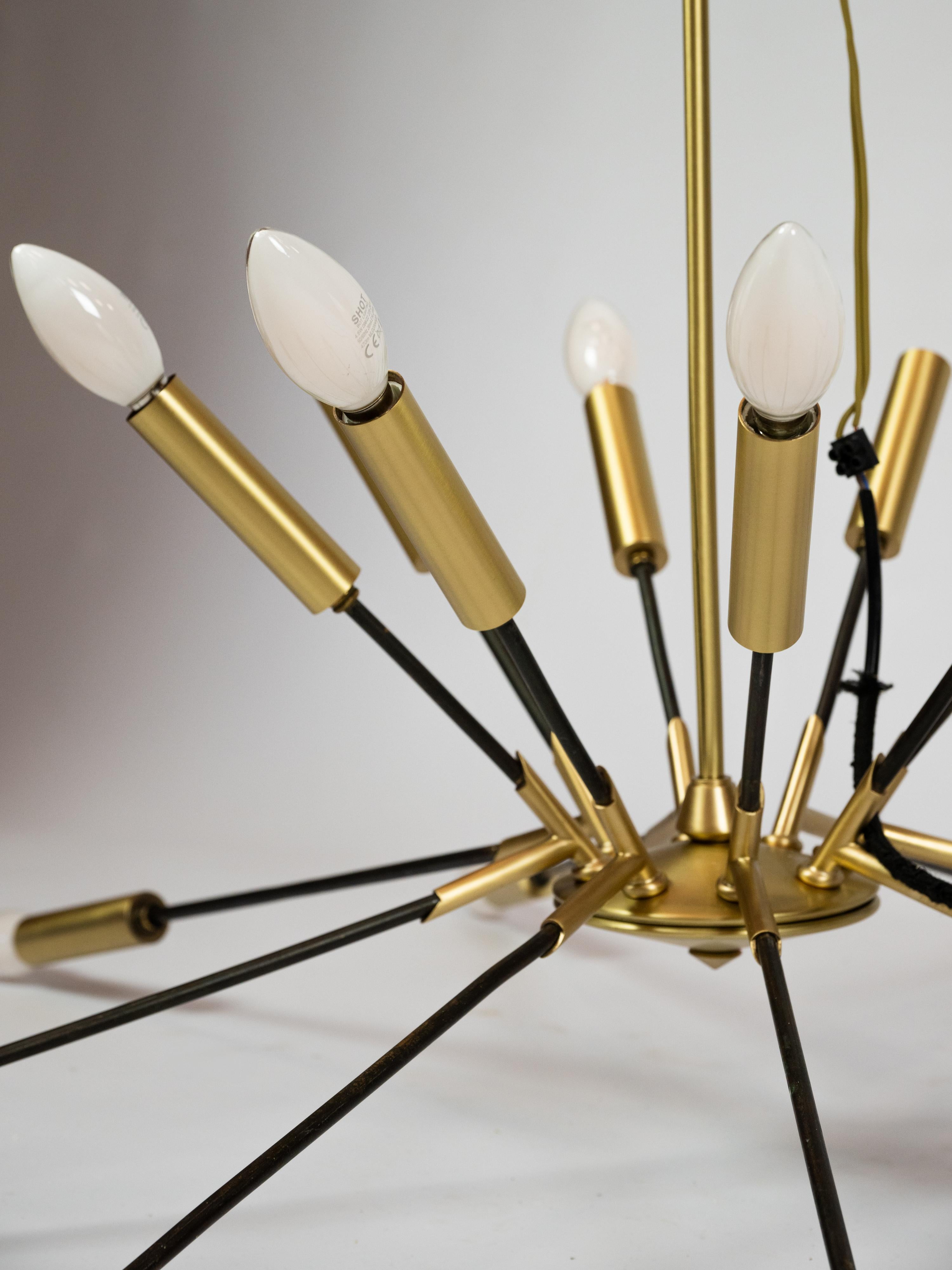 Large sputnik pendant light in brass and gun metal For Sale 5