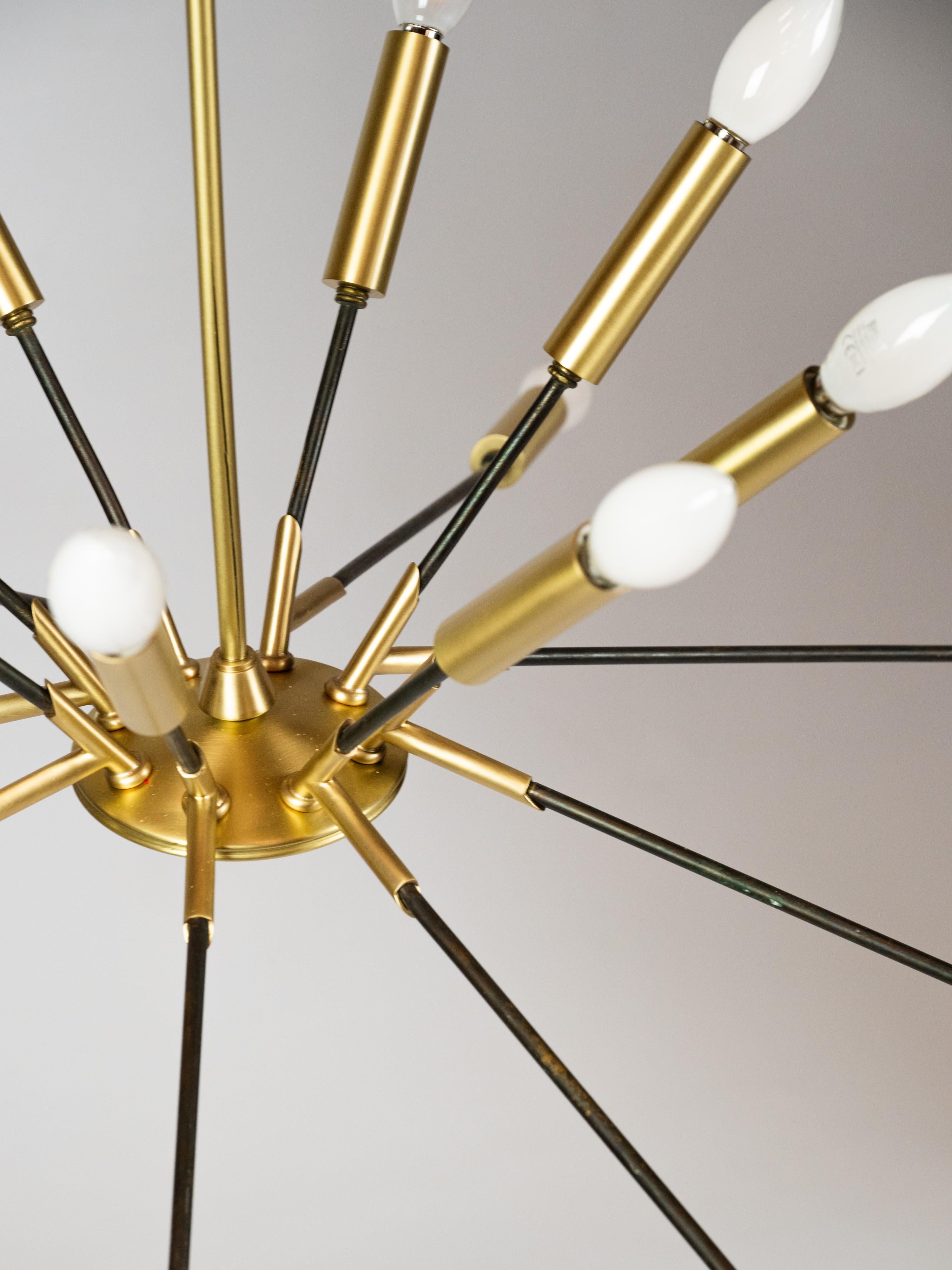 Large sputnik pendant light in brass and gun metal For Sale 1