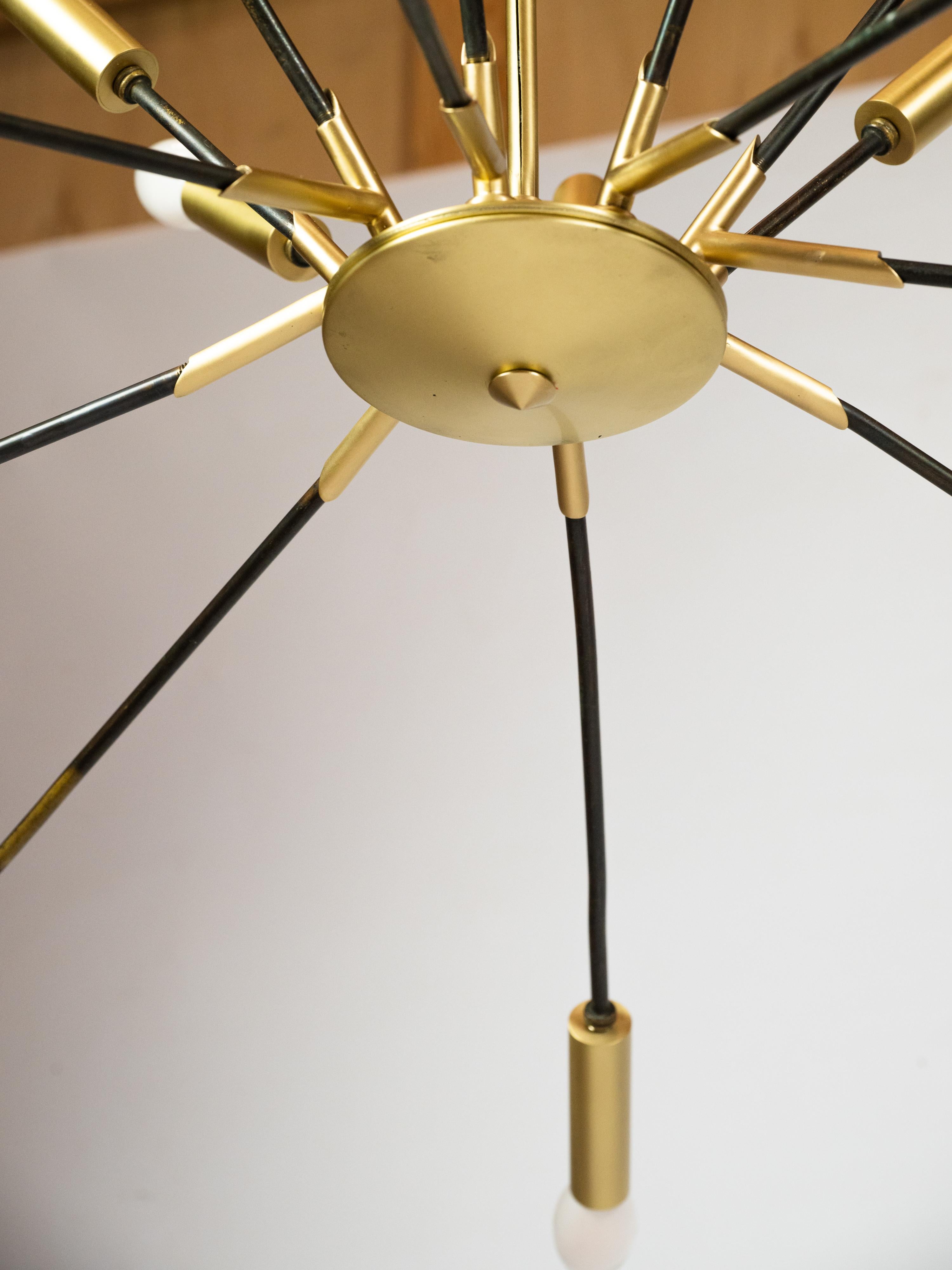 Large sputnik pendant light in brass and gun metal For Sale 2