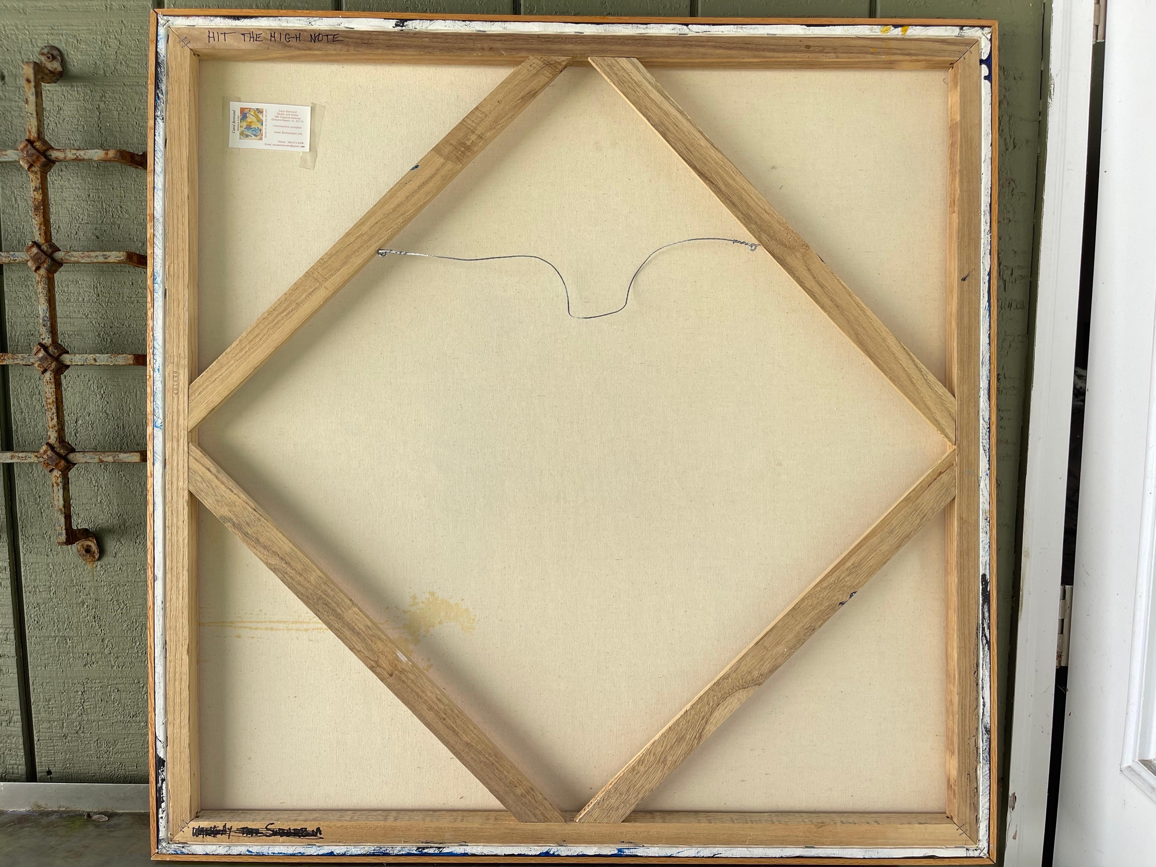 Großes Quadrat Abstrakt Mid Century  Gemälde von Carol Bertrand im Angebot 5