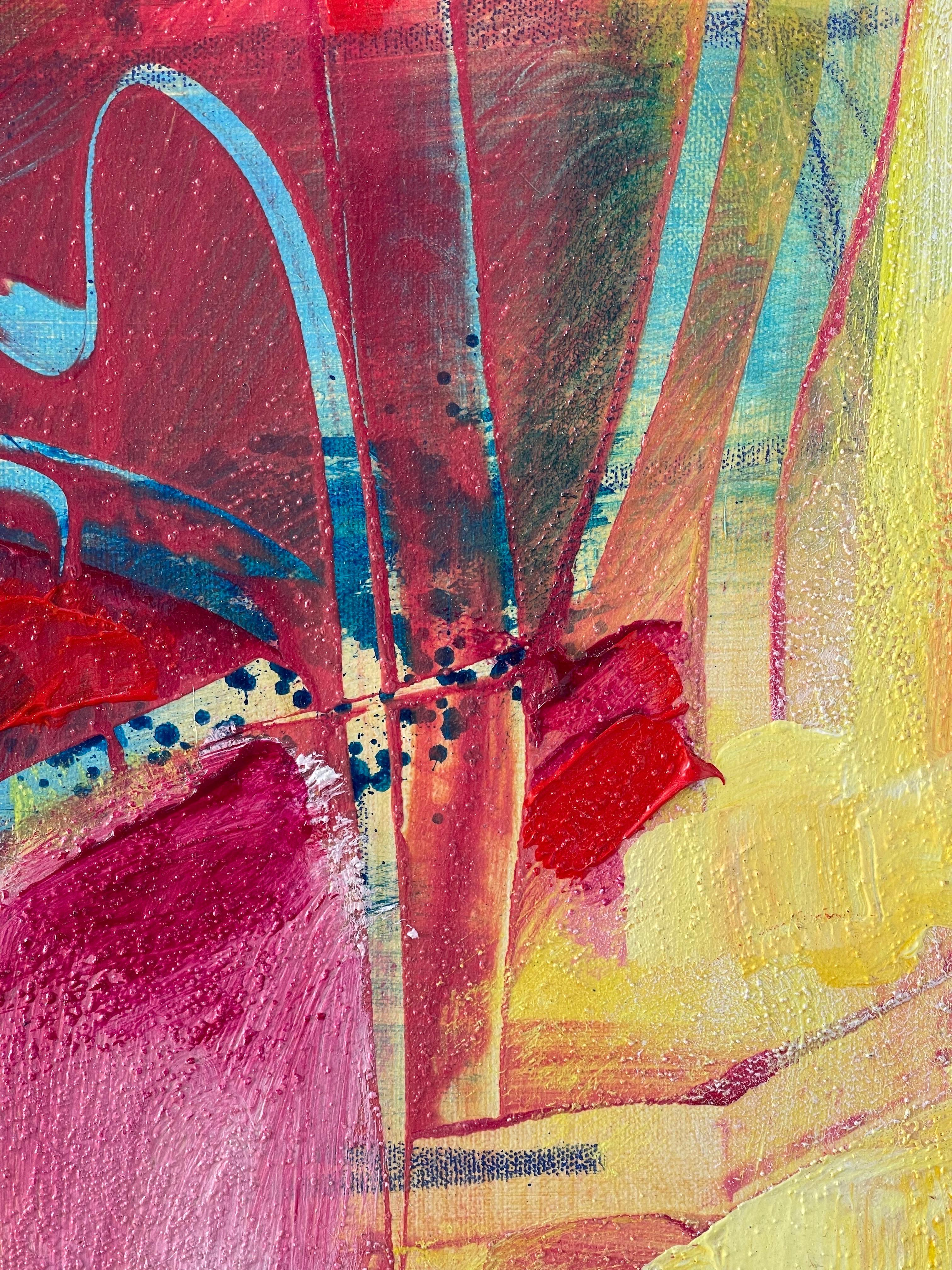 Großes Quadrat Abstrakt Mid Century  Gemälde von Carol Bertrand (Leinwand) im Angebot
