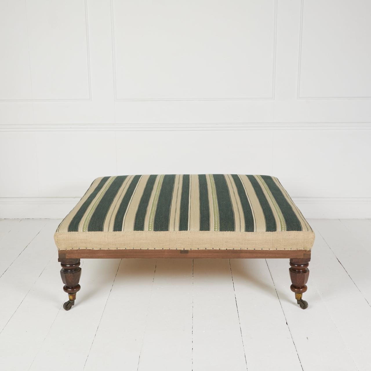 Contemporary Large square antique style ottoman centre footstool For Sale