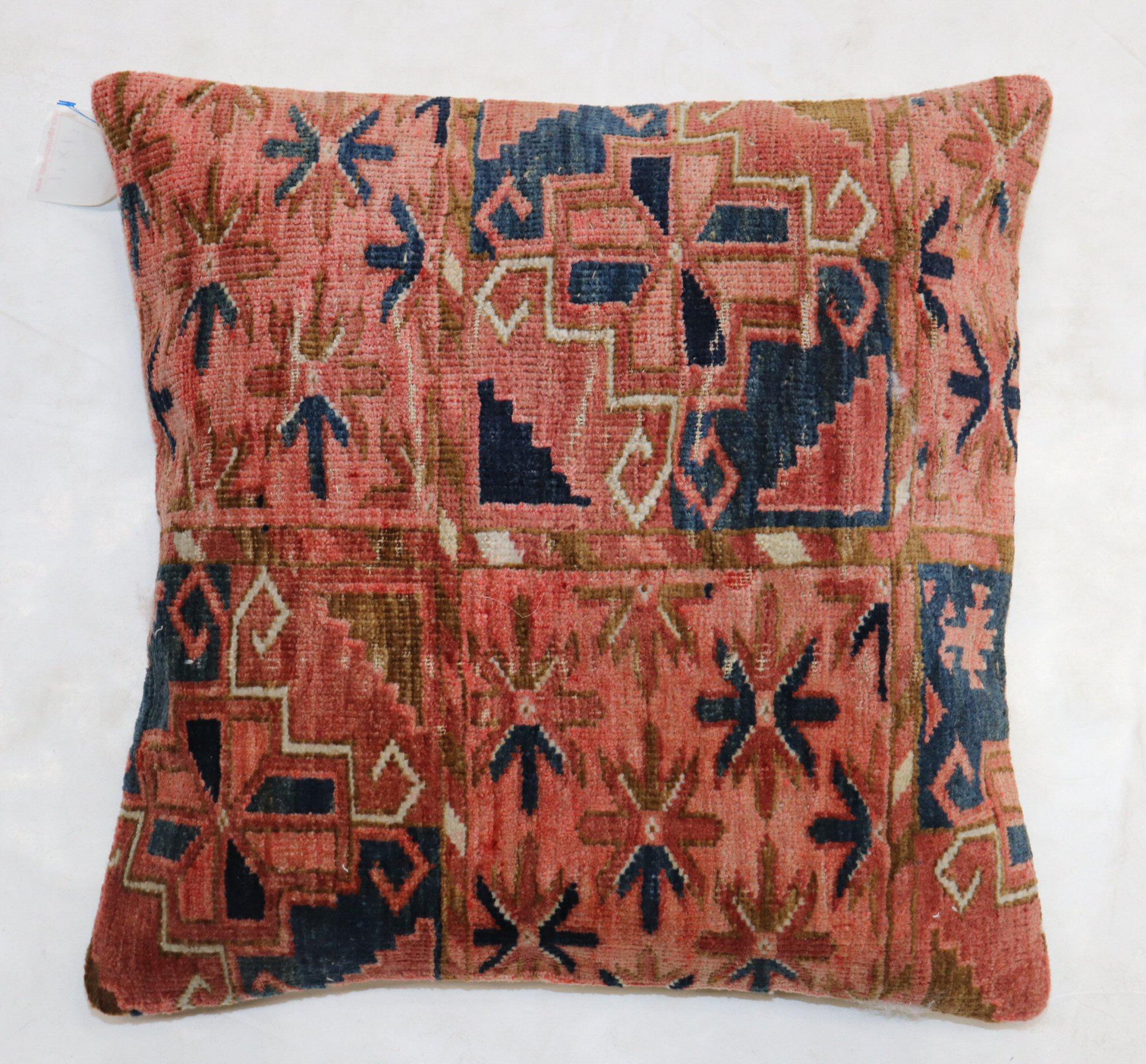 Hand-Woven Large Square Antique Turkeman Rug Pillow