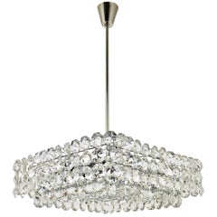 Large Square Bakalowits Chandelier with Diamond-Shaped Crystals, Austria, 1950s