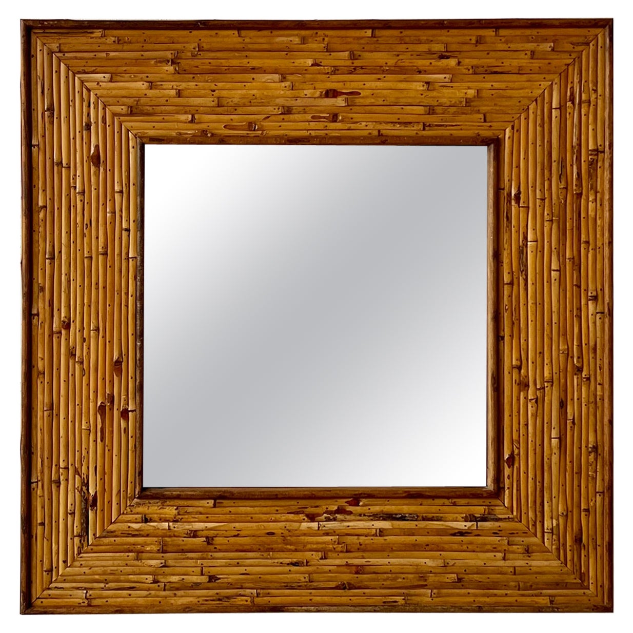 large square bamboo mirror, France 1960's