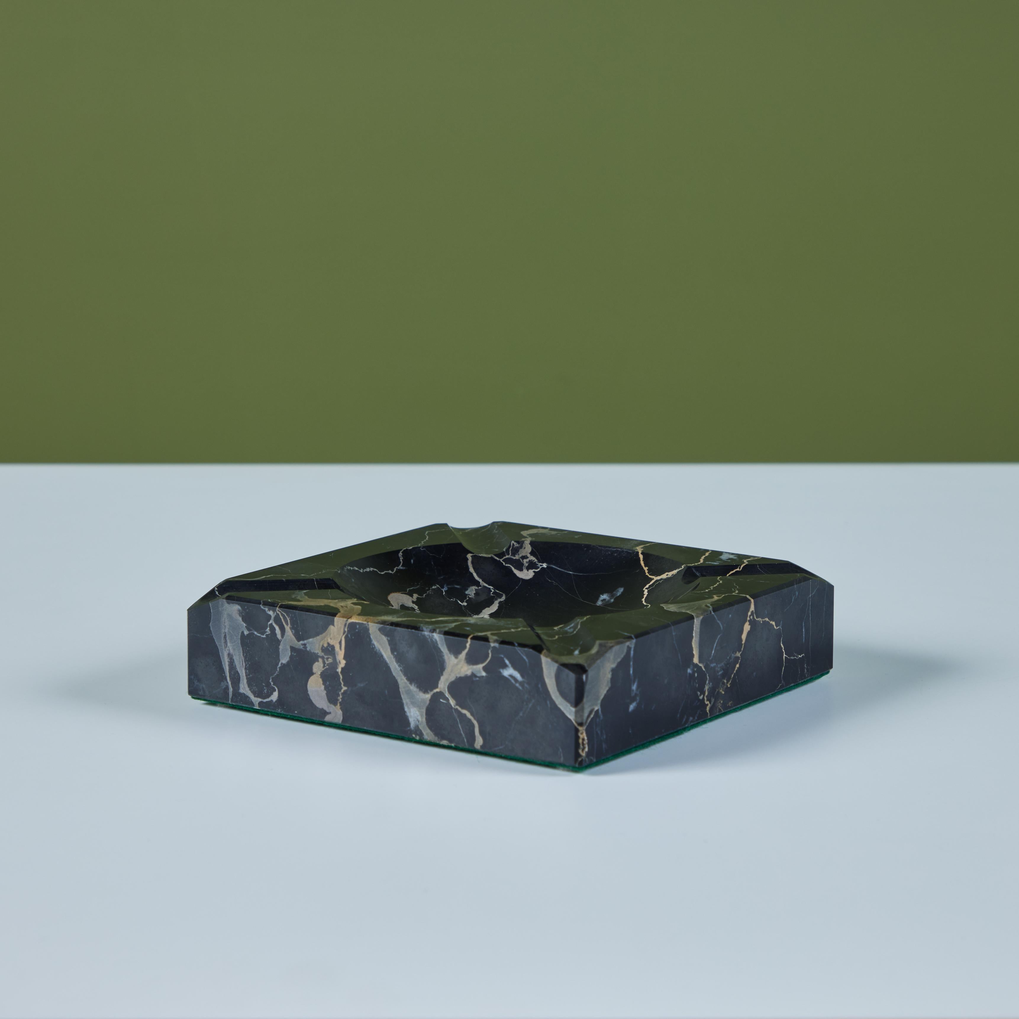 20th Century Large Square Black Marble Ashtray For Sale