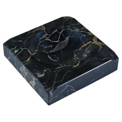 Vintage Large Square Black Marble Ashtray