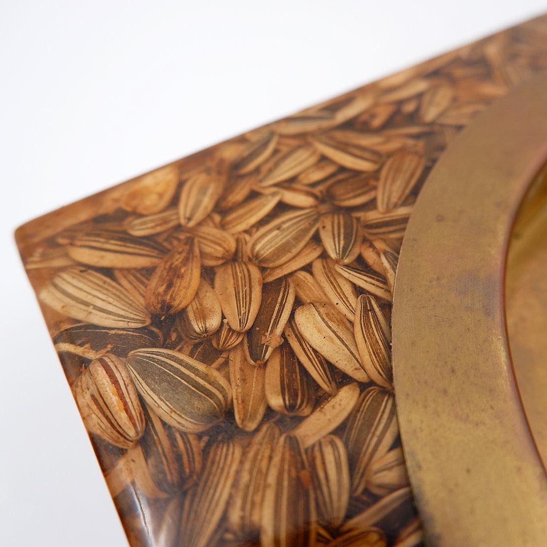 Grand vide poche carré en laiton et époxy avec inclusion de graines en vente 7