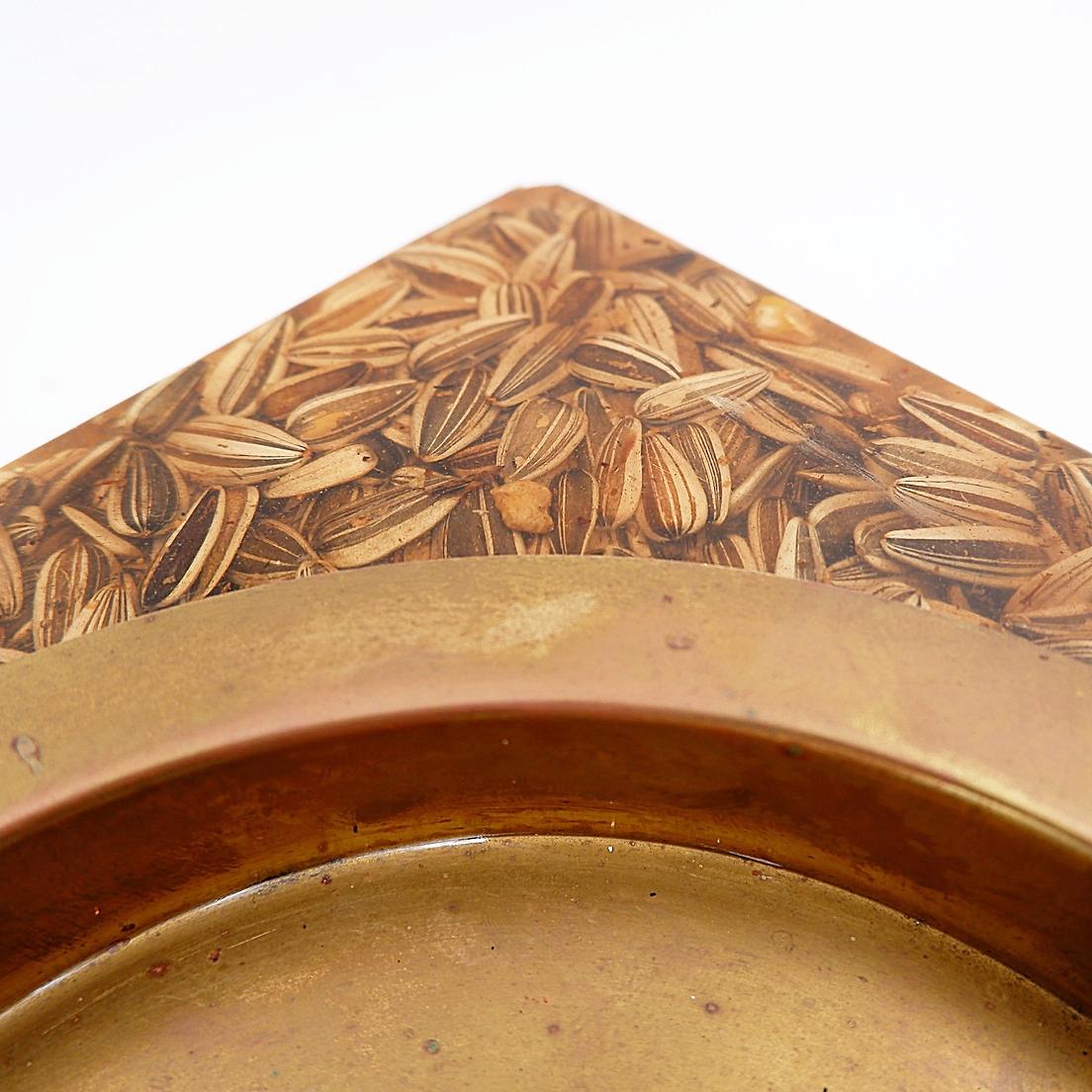 Grand vide poche carré en laiton et époxy avec inclusion de graines en vente 9