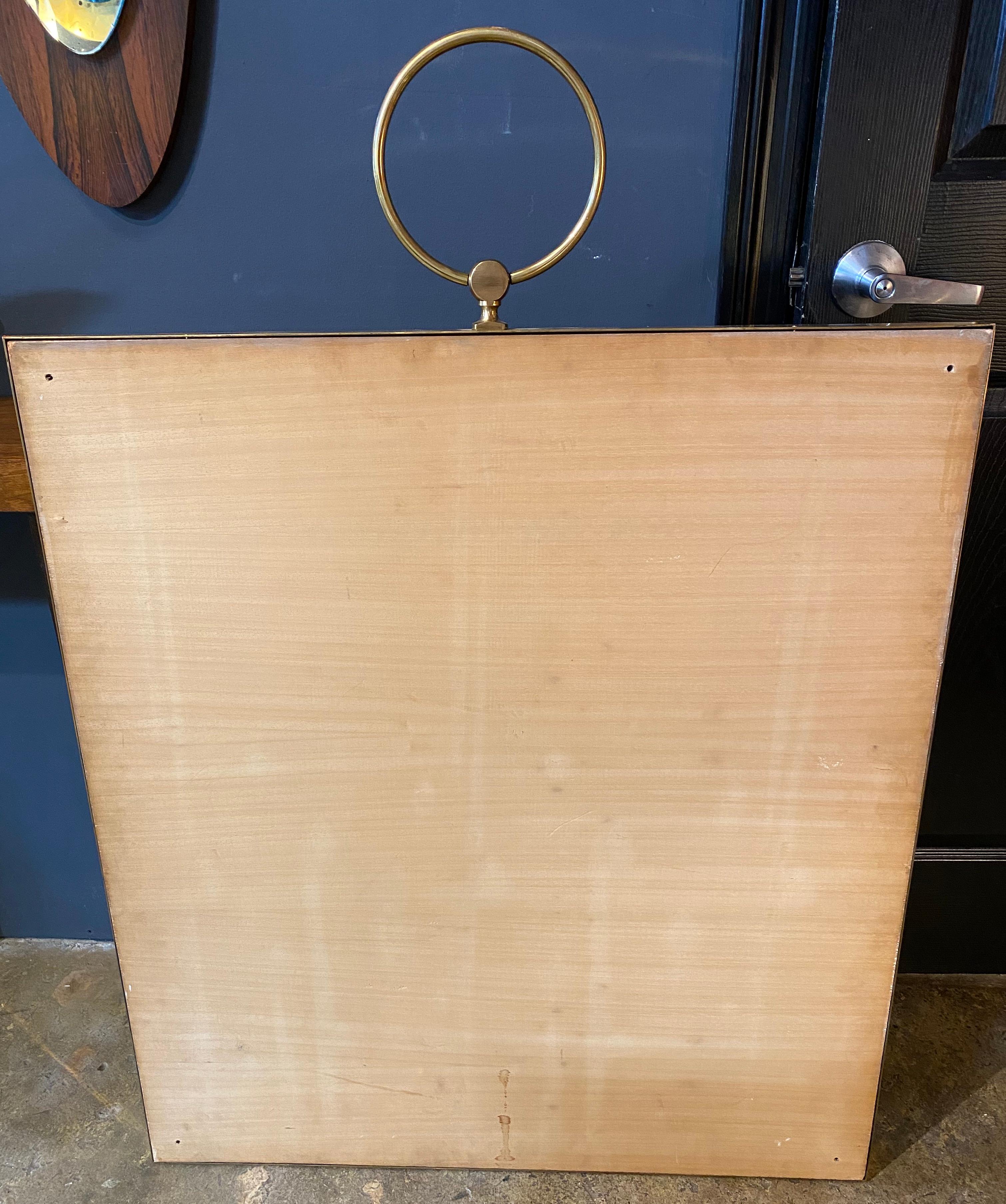 Large Square Brass Wall Mirror, Italy, 1960s In Good Condition In Los Angeles, CA