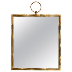 Large Square Brass Wall Mirror, Italy, 1960s