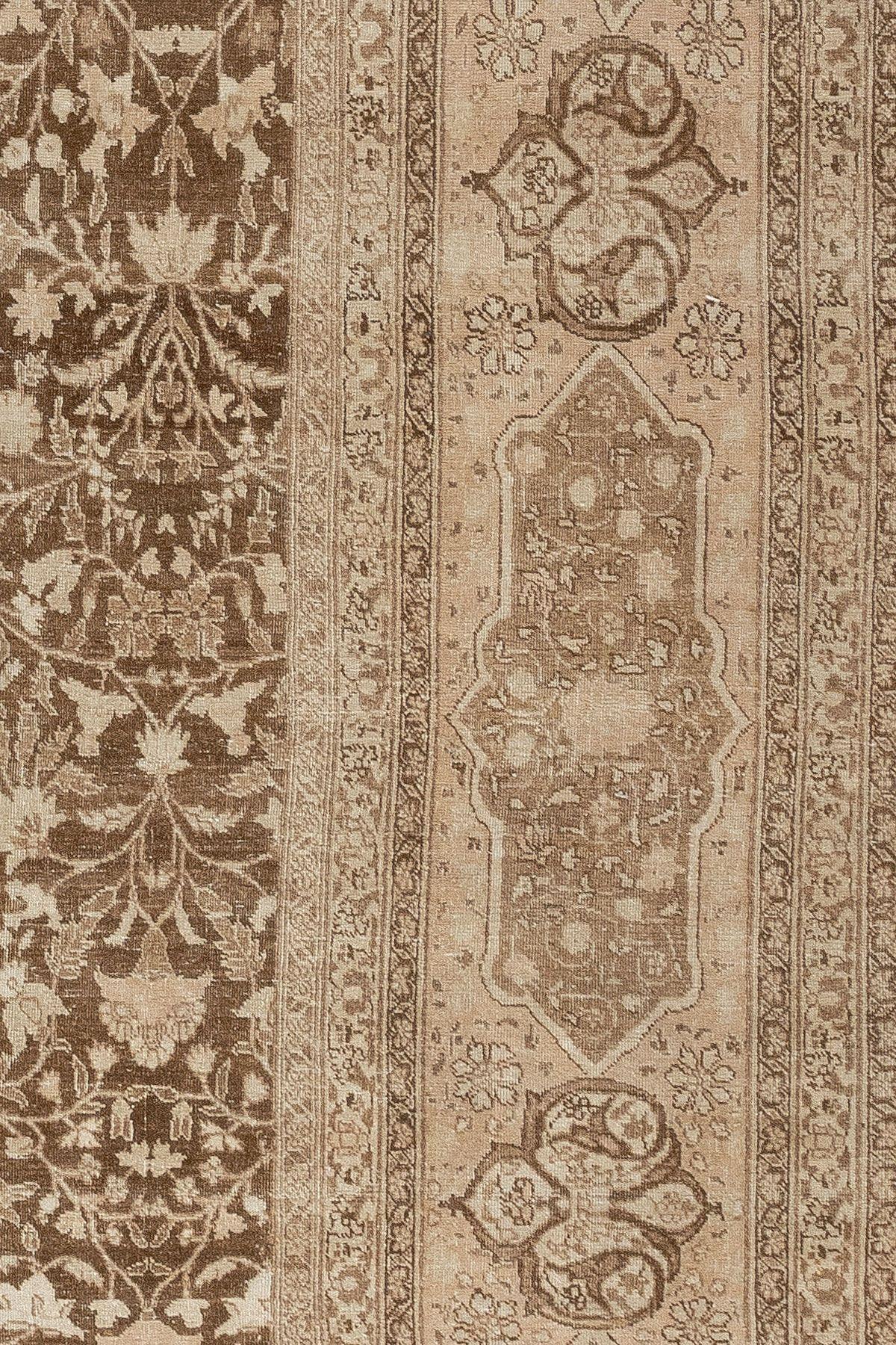 Wool Large Square Brown Persian Tabriz Rug For Sale
