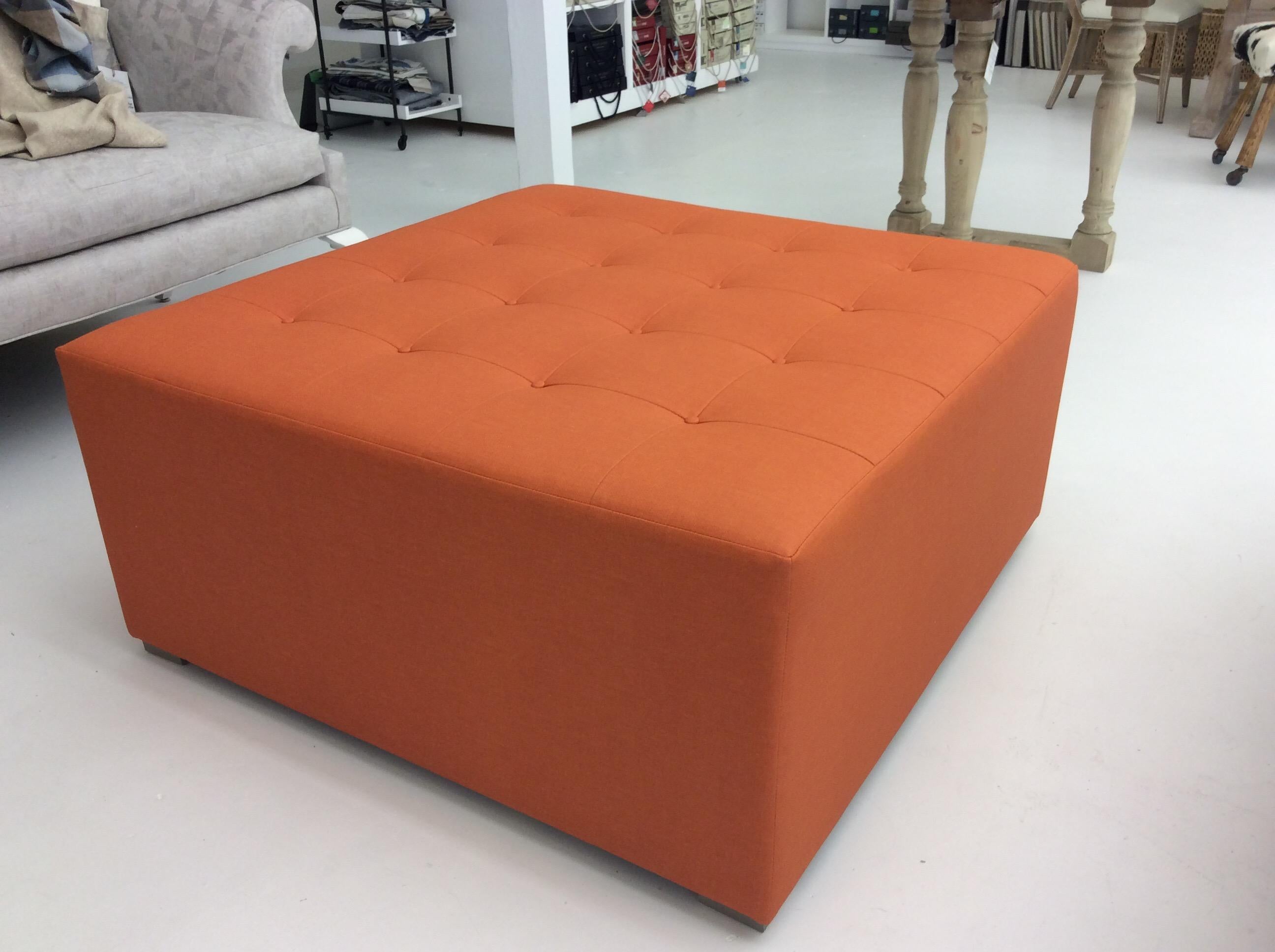 Modern Large Square Button Tufted Ottoman, Custom