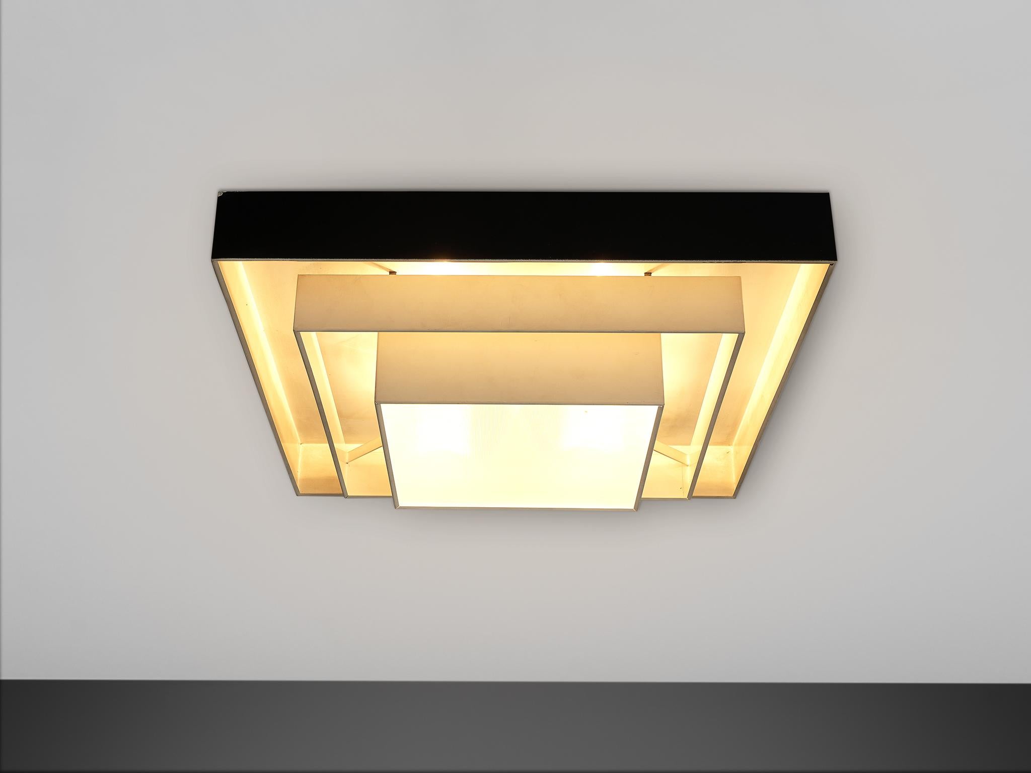 European Large Square Ceiling Light in Metal