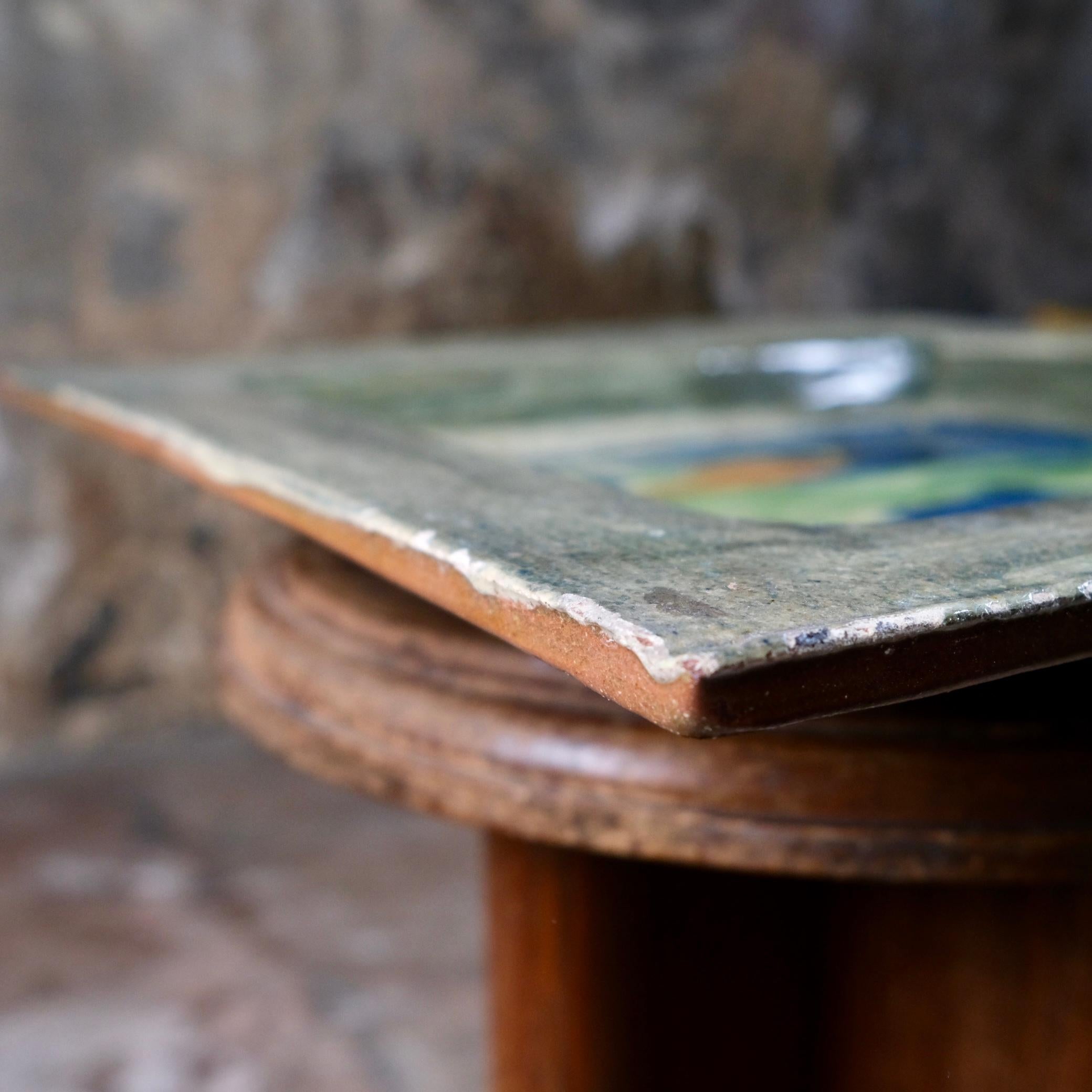 Grand centre de table carré en céramique Grog clay, fabriqué en France, 1970 en vente 8