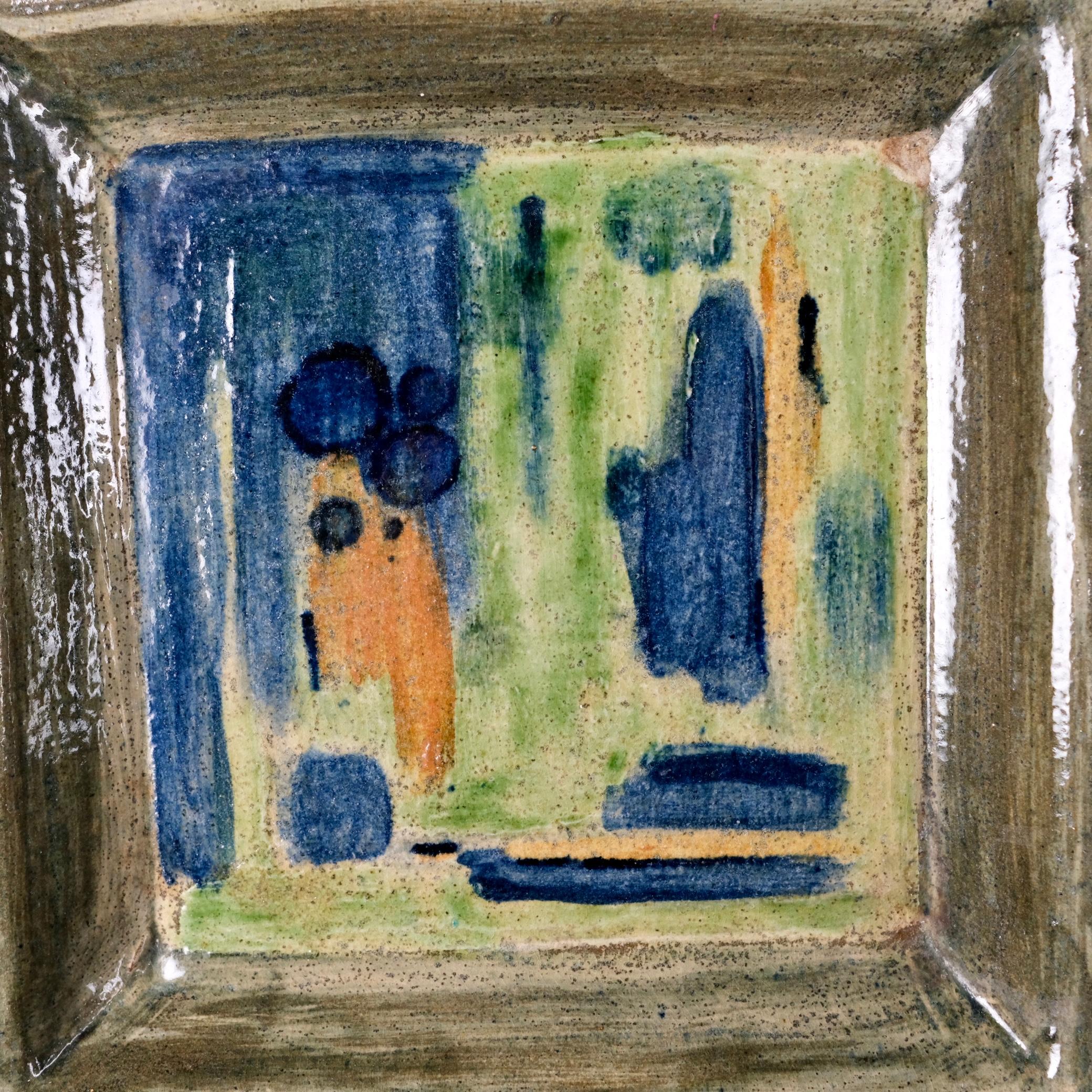 Fin du 20e siècle Grand centre de table carré en céramique Grog clay, fabriqué en France, 1970 en vente