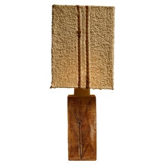 Grande lampada da tavolo quadrata in ceramica con paralume originale