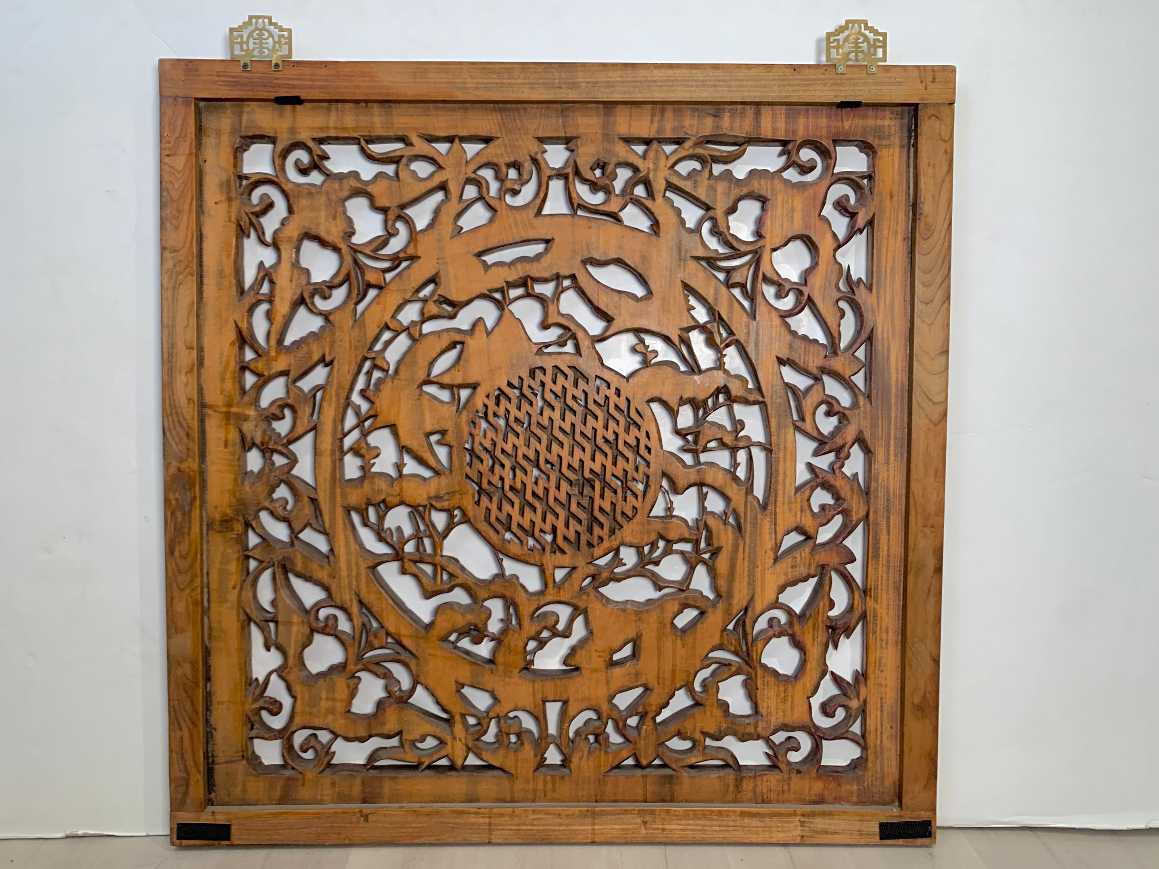 Large Square Chinese Carved Camphor Wood 