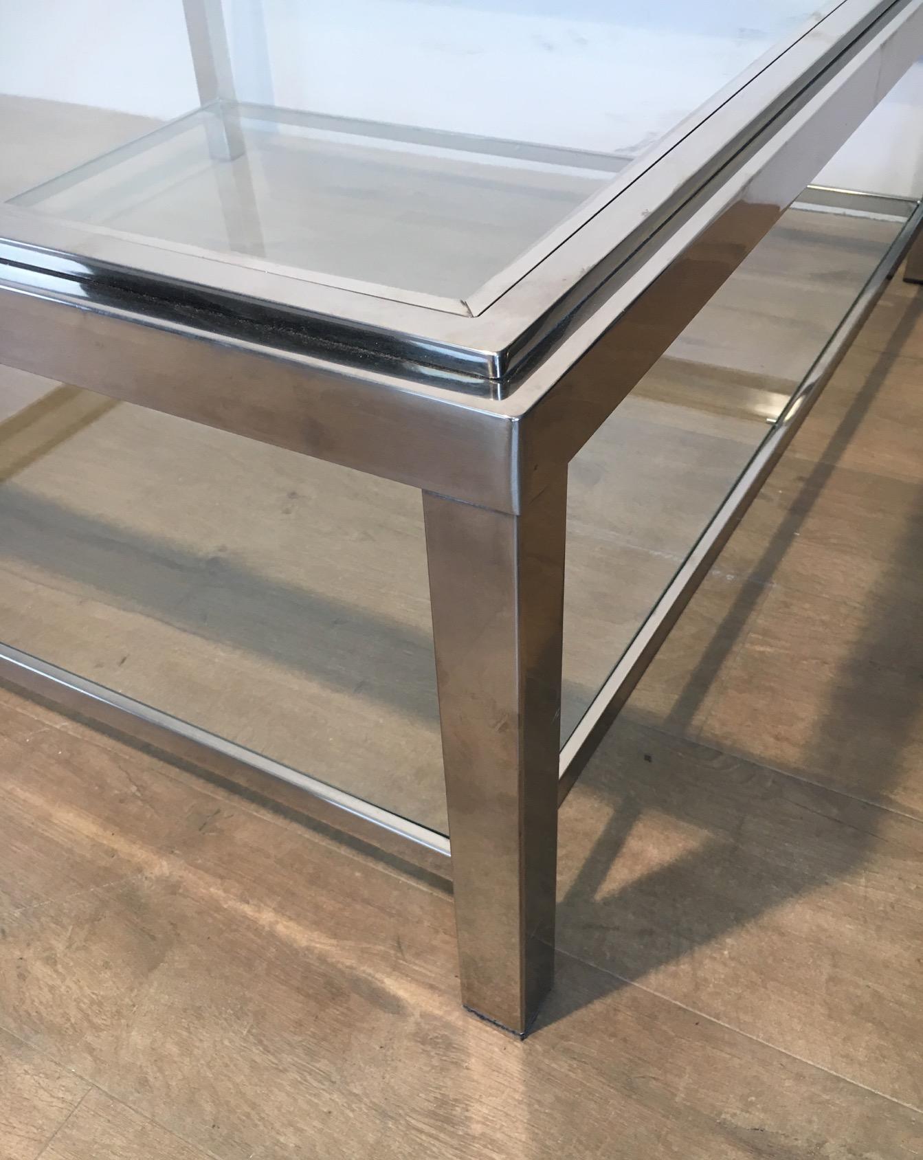 Grande table basse carrée chromée en vente 5