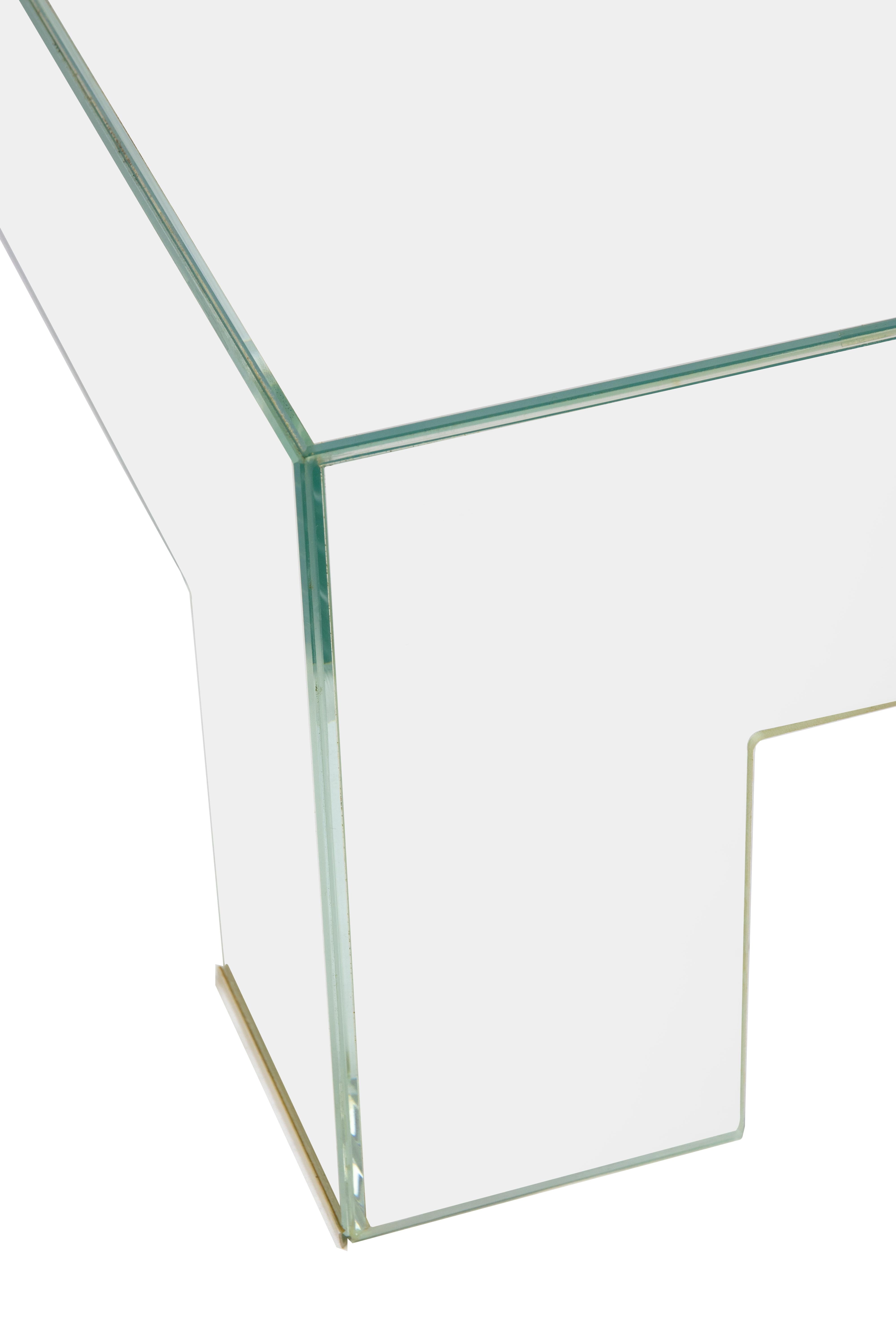 Italian Large Square Coffee Table in Transparent Glass, Italy, 1980s