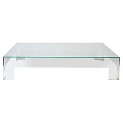 Large Square Coffee Table in Transparent Glass, Italy, 1980s