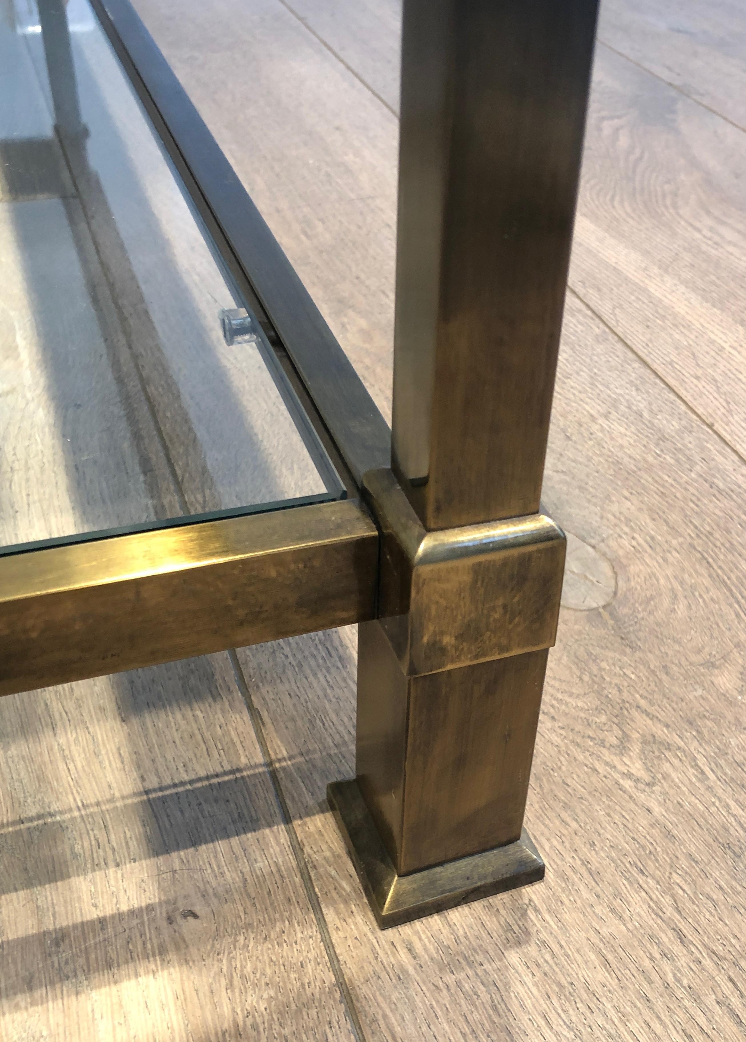 Großer quadratischer Couchtisch aus gold patiniertem, patiniertem Stahl im Angebot 10