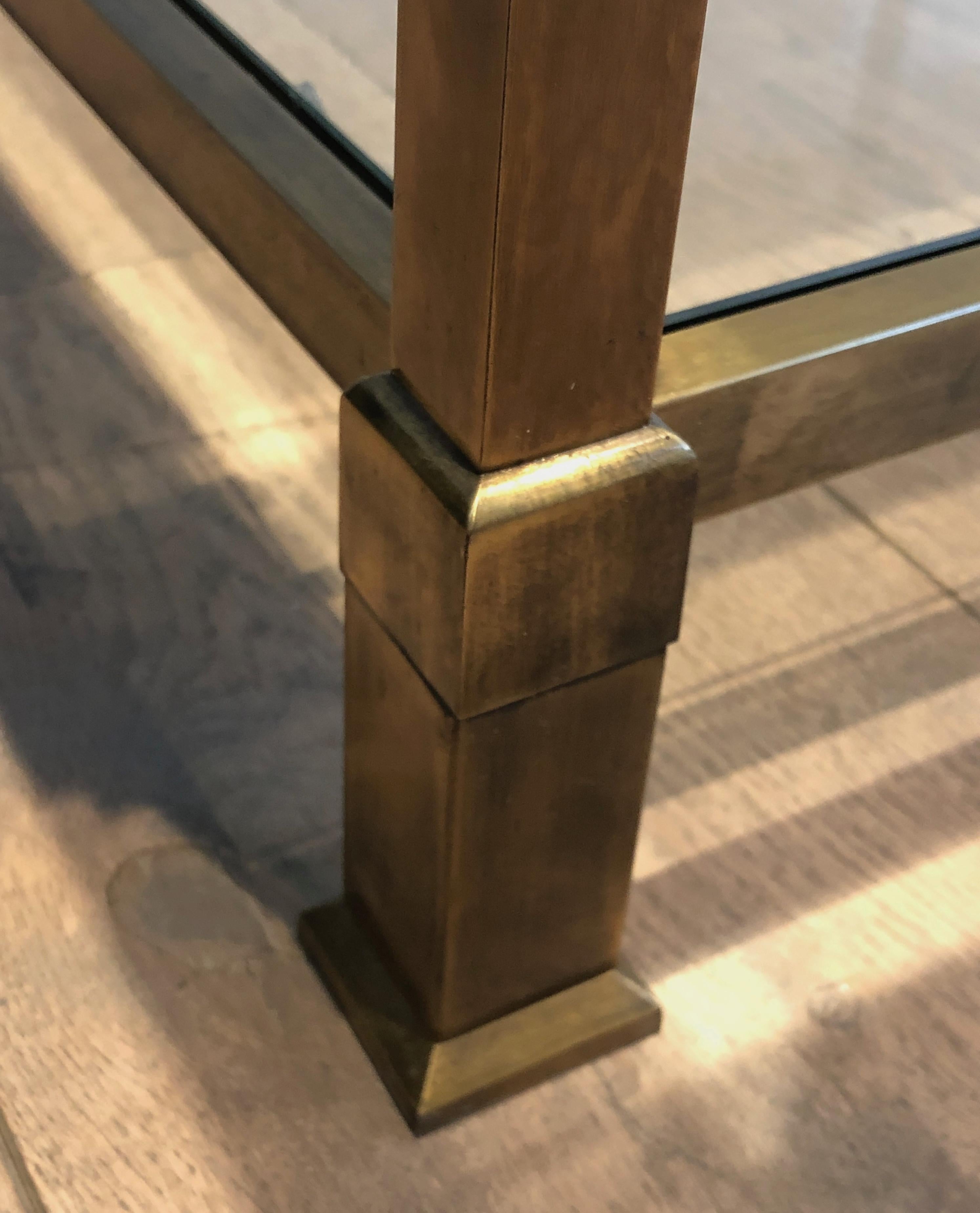 Großer quadratischer Couchtisch aus gold patiniertem, patiniertem Stahl im Angebot 2