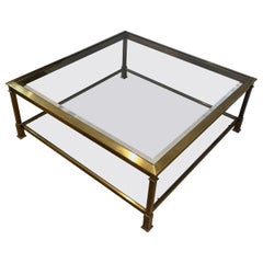 Large Square Coffee Table made of Gold Patinated Steel