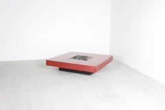 Large Square Coffee Table with Bar by Willy Rizzo, 1970s