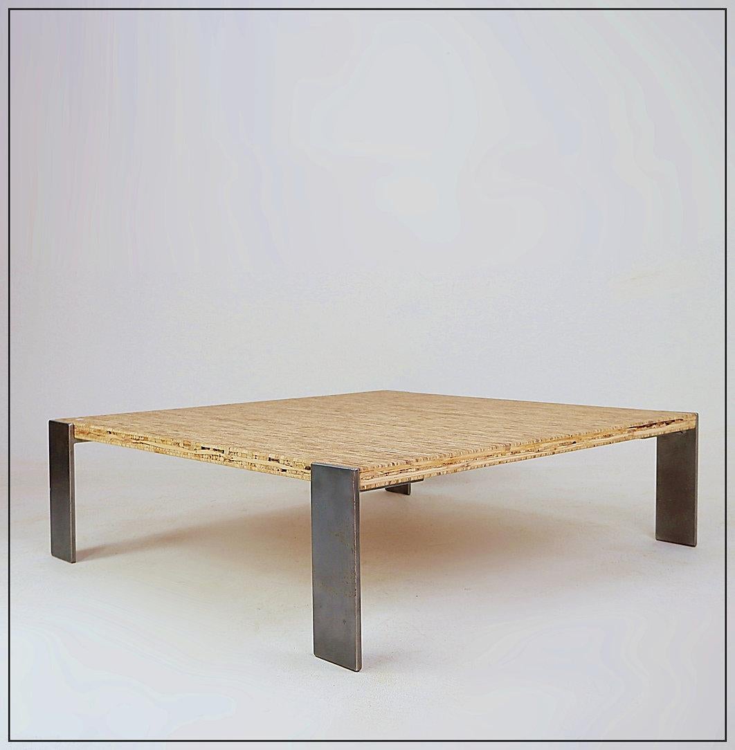 Large Square coffee table with Sorgho top For Sale 6