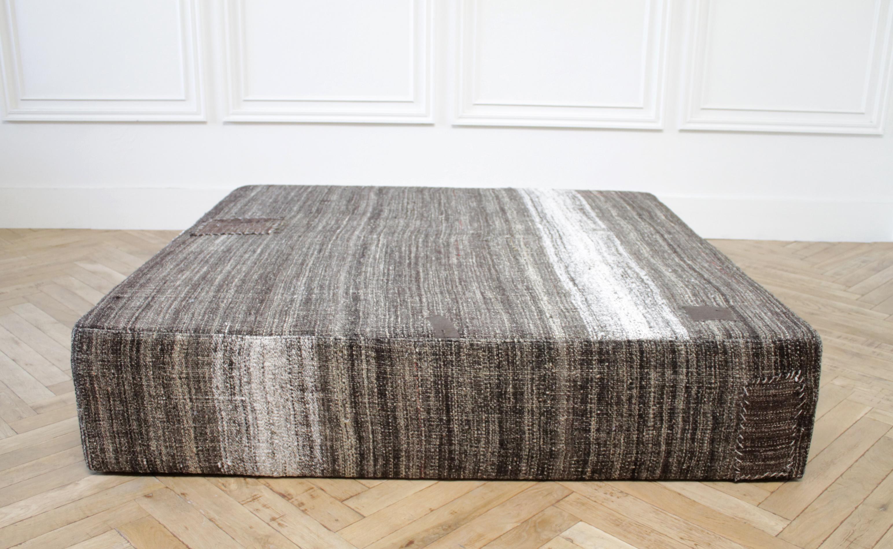 Large Square Custom Made Turkish Rug Cocktail Ottoman 1