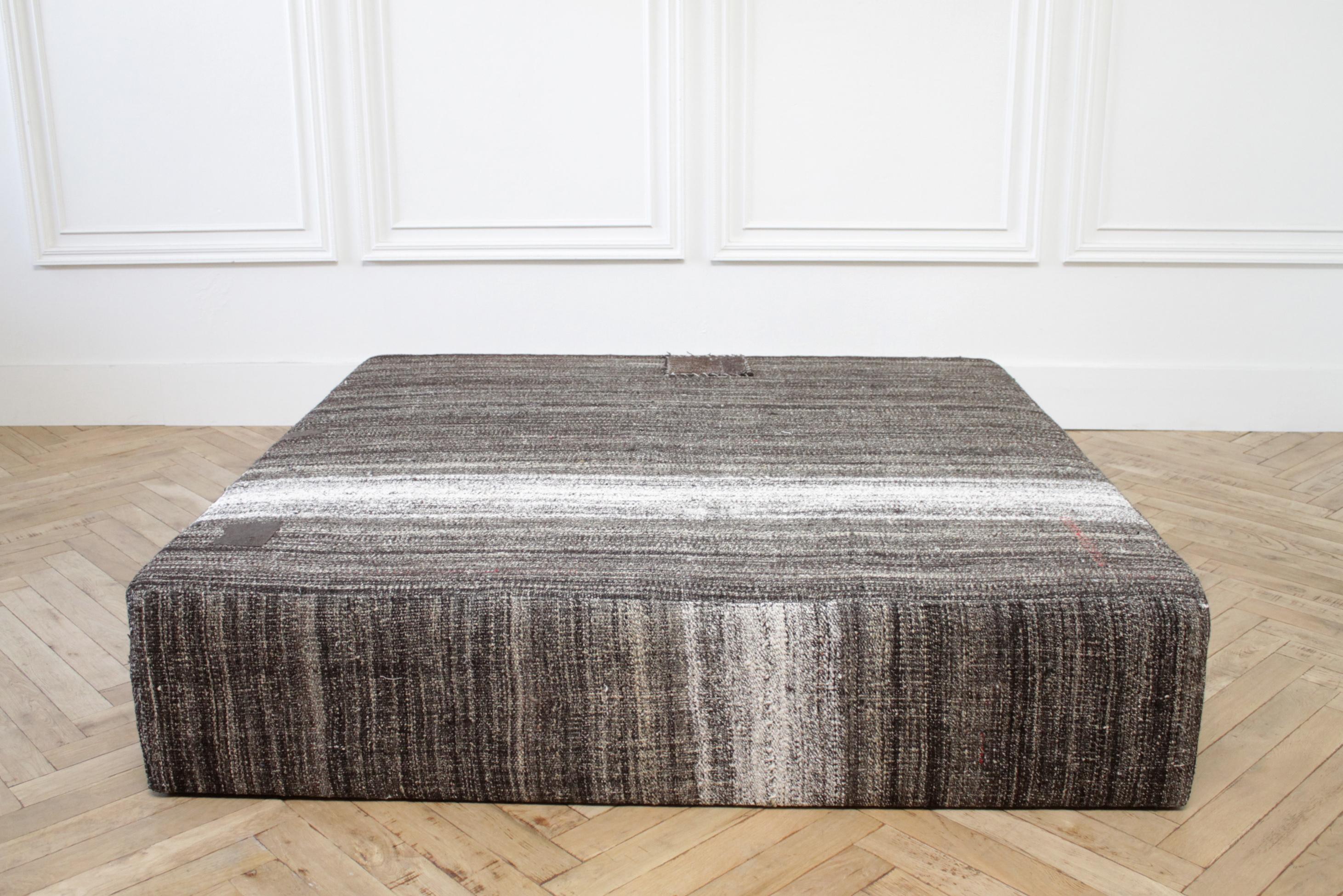 Large Square Custom Made Turkish Rug Cocktail Ottoman 2
