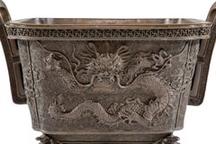 Large Square Footed Iron Urn