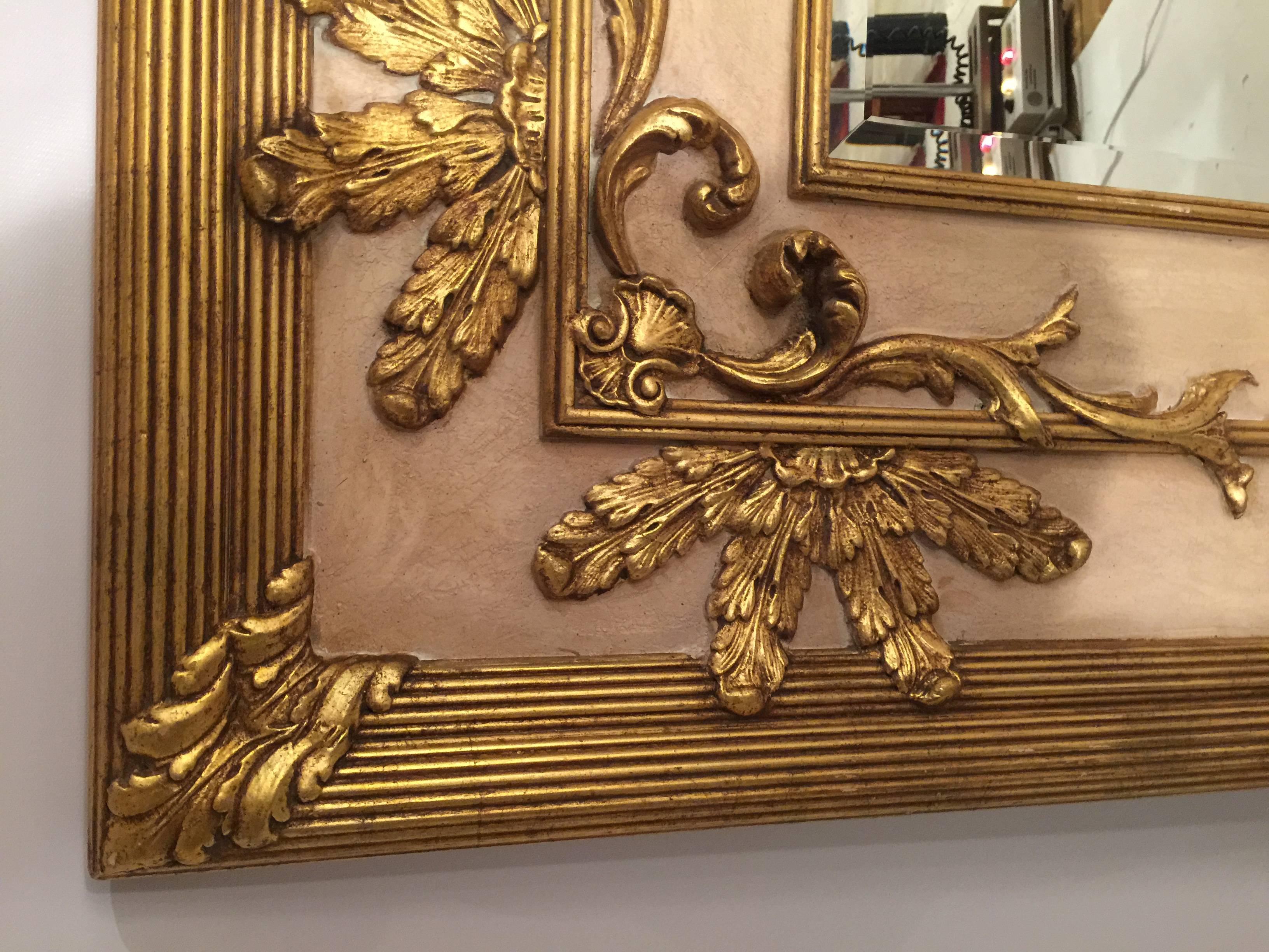 Large Square Friedman Brothers Gilt and Beveled Glass Mirror In Excellent Condition In Lambertville, NJ
