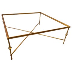 Large Square Giacometti Style Gilt Iron Coffee Table