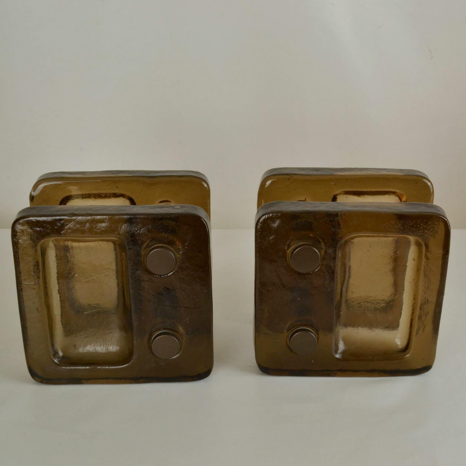 Late 20th Century Large Square Glass Push Pull Double Door Handles