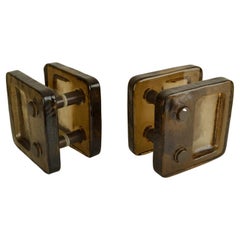 Large Square Glass Push Pull Double Door Handles